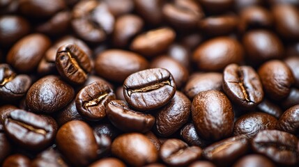 A close-up of coffee beans with a blurred background.