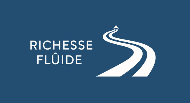 RICHESSE FL&Ucirc;IDE. Logo conceptuel avec un chemin ascendant symbolisant la croissance, le succ&egrave;s financier et l'investissement.