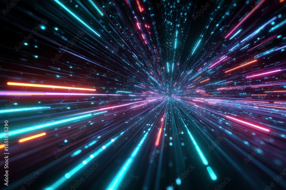 Poster x-default abstract neon lights hyperspace speed tunnel background