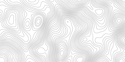 Fototapeta premium Abstract topography black and white stylized height contour seamless line pattern topographic map discovery area map design white background. 