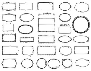 Obraz premium Collection of hand-drawn frames and borders