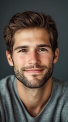 Fototapeta premium Charming Young Man Smiling with Beard 