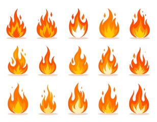 Collection of stylized fire icons