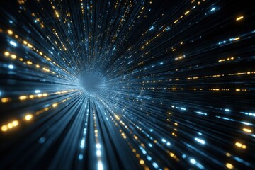 Fototapeta premium x-default Abstract Blue and Gold Light Tunnel Stock Photo