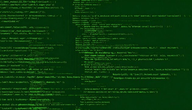 Green code on a dark background