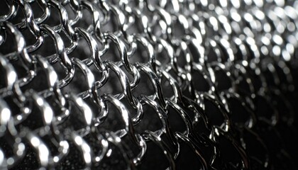 Obraz premium Intricate silver chain links gleam with polished texture, offering a strong, secure, and modern metallic aesthetic