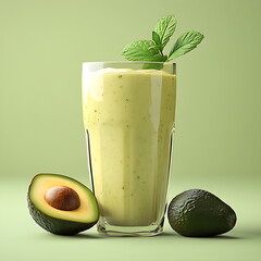 Fresh green coconut half splashing into clear water with droplets on a vibrant green background, natural and refreshing.