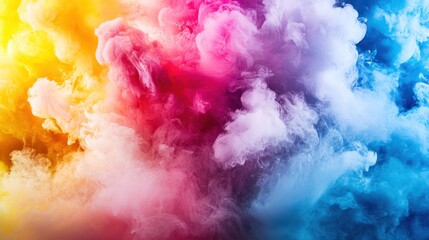 Fototapeta premium A colorful cloud of smoke with a gradient of colors from red to blue.