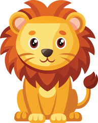 Obraz premium Miniature Lion Icon Divine Vehicle of Goddess Durga Flat Vector Illustration