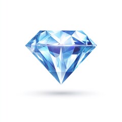 Fototapeta premium Sparkling diamond with facets, light reflections, and soft drop shadow