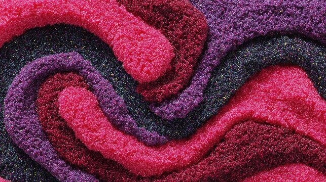 Wavy Lines of Red Violet and Black Abstract Pattern