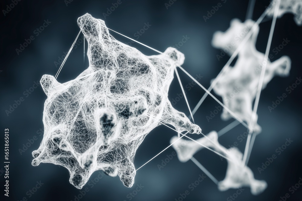 Poster x-default abstract network connection, white mesh nodes, digital technology background