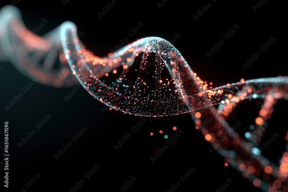 Poster x-default abstract dna double helix structure, science and technology background