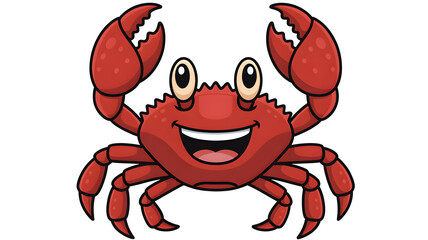 Fototapeta premium Smiling crab cartoon character on a transparent background for marketing materials.