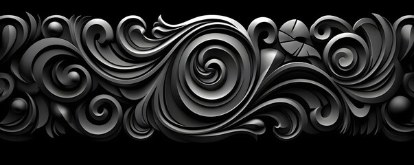 Bold black tribal pattern with sweeping curves and cultural essence