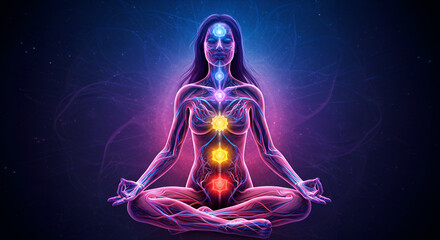 woman in yoga pose on black background