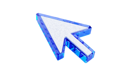 Blue Crystallized Mouse Cursor Icon on Black Background for Digital Navigation