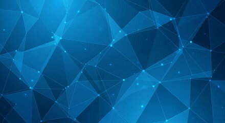 Fototapeta premium Abstract blue futuristic network design with connected dots and geometric shapes
