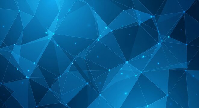 Abstract blue futuristic network design with connected dots and geometric shapes - Powered by Adobe