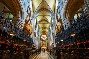 The Choir Room, also knows as the Song School, inside the medieval Durham Cathedral in Durham...