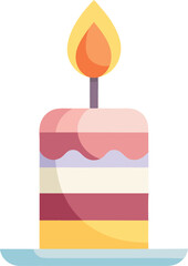Single Birthday Candle Simple Flat Vector Icon Illustration