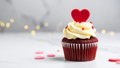 Elegant red velvet cupcake with cream cheese frosting