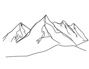 Continuous line drawing of mountain range