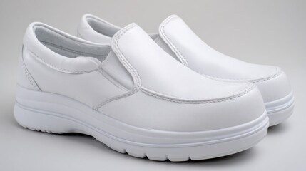 Comfortable white slip-on shoes for work and everyday wear