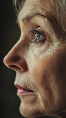 Obraz premium Macro close-up of elderly woman's eye wrinkles 