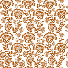 Seamless Floral Pattern in Brown | Decorative Vector Textile Design