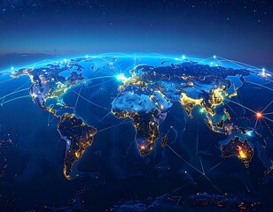 Global network of interconnected cities at night