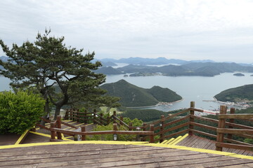 Wooden Deck Stairs at Mireuksan Mountain Observatory, Tongyeong