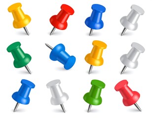 Colorful pushpins arranged in a grid