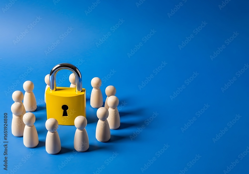 Poster protecting your privacy a visual metaphor of security and data protection, featuring a padlock and a