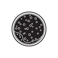 Obraz premium Petri dish with bacterial colonies abstract science concept vector illustration for microbiology research and medical diagnostics laboratory analysis in black and white