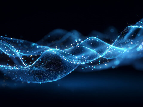 Abstract blue wave background technology digital network connection future innovation design wallpaper illustration