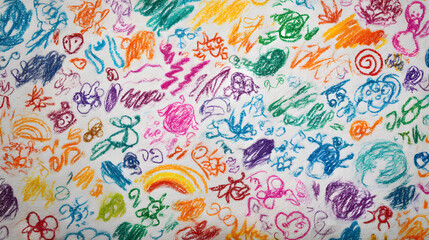 Colorful kids crayon doodles drawing