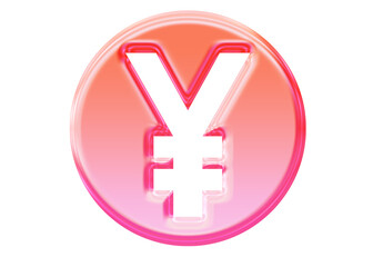 Fototapeta premium Glossy 3D Yen and Yuan icon with jelly glassmorphism style