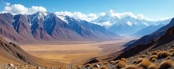Breathtaking Andean Vista Rugged Peaks, Arid Valleys, and Snow-Capped Mountains in Argentina