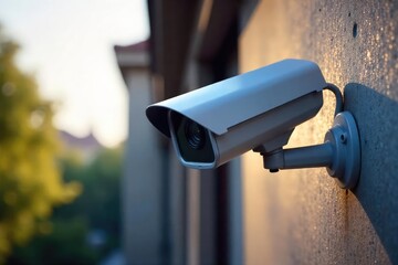 High-definition CCTV camera mounted on a wall, providing comprehensive security surveillance Modern technology ensures clear images, day and night , closed circuit television, camera, DVR
