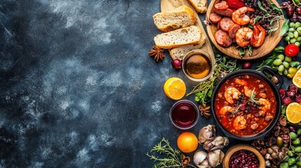 Vibrant Spread of Delicious Seafood and Fresh Ingredients on Table