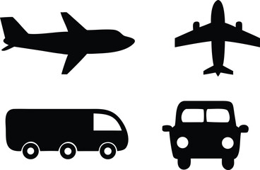 Transportation icons isolated on white background for travel and logistics use