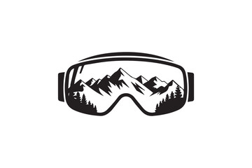 goggles ski silhouette  vector