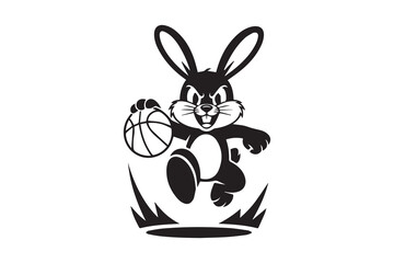 bunny basketball silhouette  vector