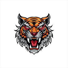 Obraz premium Aggressive Roaring Tiger Head Logo vector