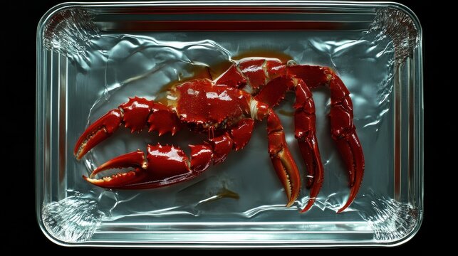 Freshly Cooked Lobster on Silver Tray Ready for Gourmet Presentation