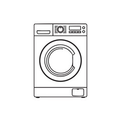 Washing Machine Illustration Line Art Home Appliance Laundry Room Equipment Vector Design Cleaning Technology Domestic Lifestyle Minimalism Design Graphic Art Template