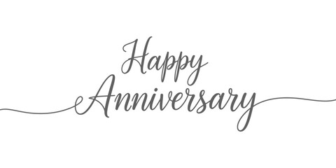 Elegant Happy Anniversary calligraphy lettering isolated on white background designed for wedding anniversary celebration poster banner advertisement flyer invitation greeting card and festive decor