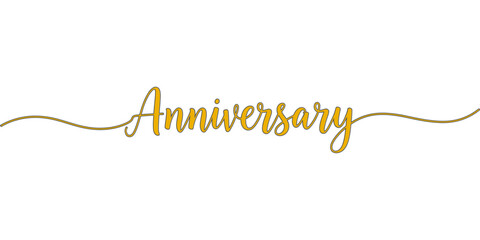 Minimalist continuous line drawn Happy Anniversary calligraphy text lettering design perfect for elegant greeting card poster banner wedding celebration and romantic typography artwork