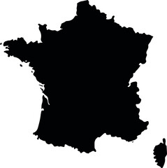 Obraz premium France black map icon, simple flat silhouette outline of the European country, isolated vector symbol for cartography, education, travel, and infographic design